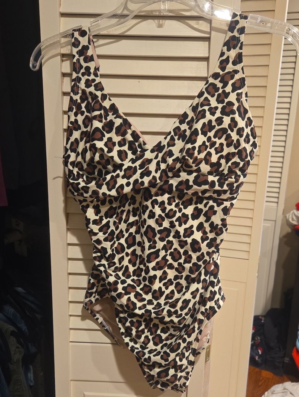 Kona Sol Beige and Black Patterned Swimwear NWOT